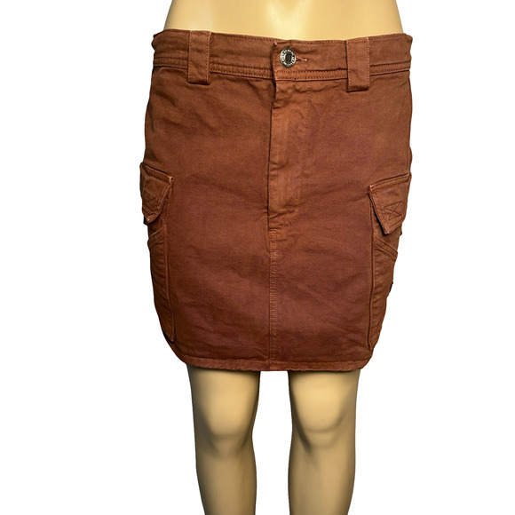 Heaven by Marc Jacobs Skirt Womens Large Brown Cargo Mini P1000050 Zip Fly - Picture 1 of 14